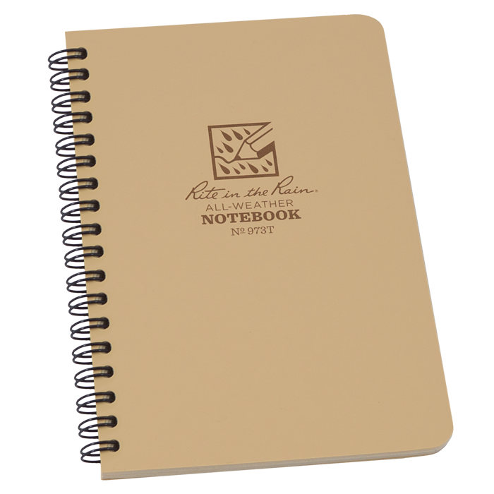 Rite In The Rain Durarite Waterproof Top-Spiral Notebook - 4 X 6 Inches, 100 Pages, Synthetic Paper For Wet Conditions