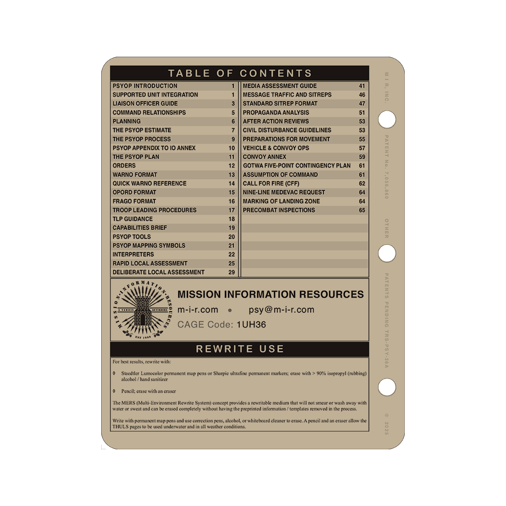THULS - US Army References – Battle Board