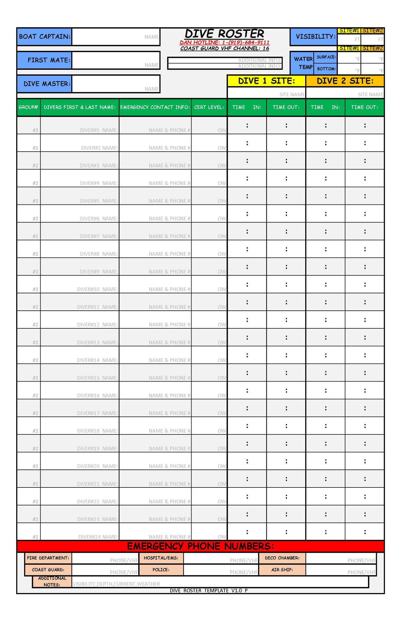 Diving Plan Sample Scuba Dive Planning Templates – Battle Board