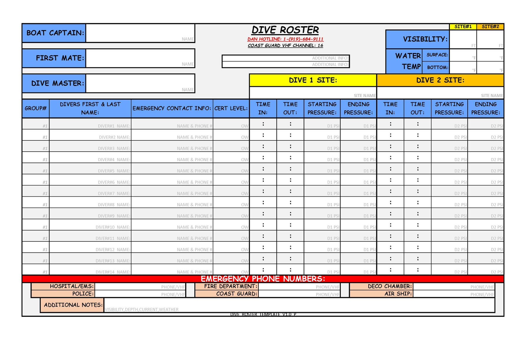 Diving Plan Sample Scuba Dive Planning Templates – Battle Board