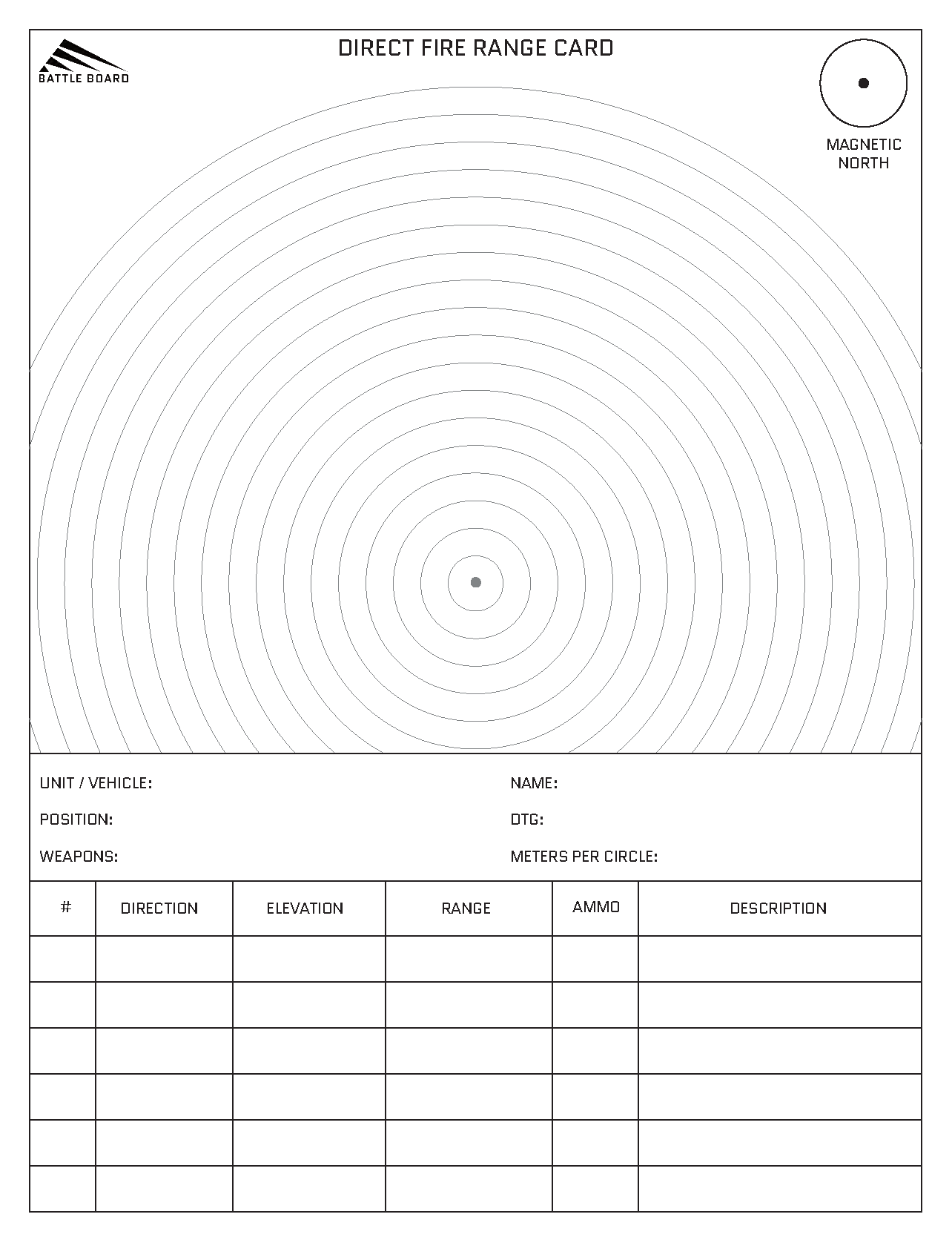 Direct-fire range card - Military – Battle Board