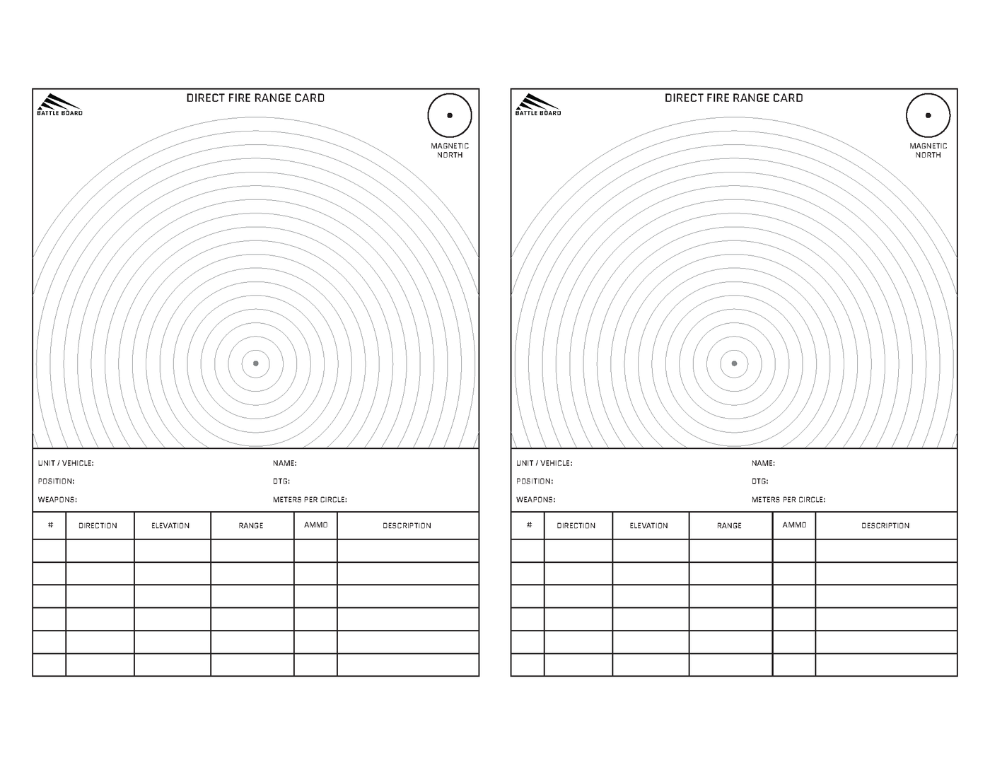 Direct-fire range card - Military – Battle Board